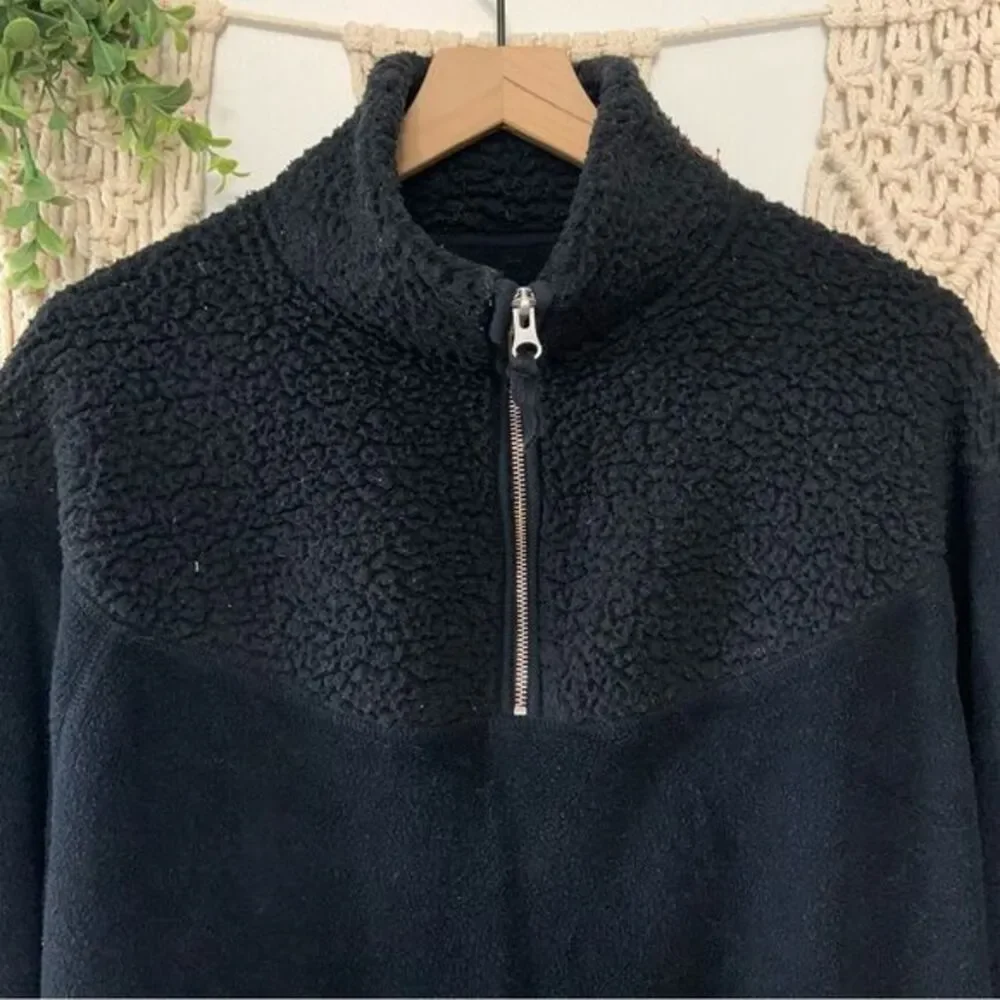 AERIE‎ Women’s Hometown Holiday Quarter Zip Fleece Sweatshirt Black Small - Picture 5 of 16